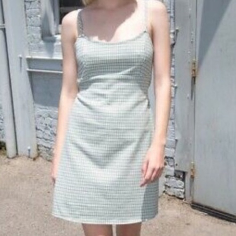 green gingham dress